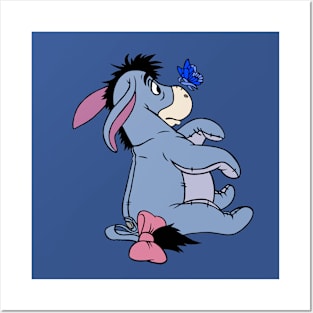 Donkey with Awareness Ribbon Butterfly (Blue) Posters and Art